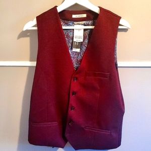 Le Chateau Contemporary Burgundy Waistcoat with Floral Patterned Inside